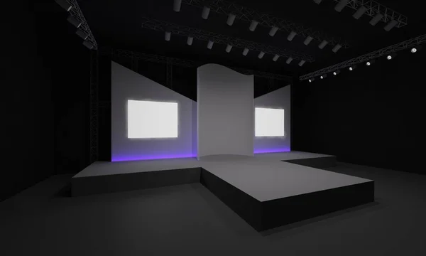 Evento Palco Levou Luz Noite Encenação Interior Renderizar Ilustração — Fotografia de Stock