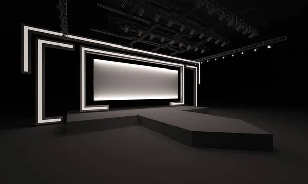 3D sahne olay tv ışık gece iç render illüstrasyon evreleme yol açtı.