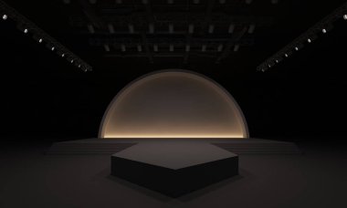 3D sahne olay tv ışık gece iç render illüstrasyon evreleme yol açtı.