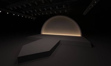 3D sahne olay tv ışık gece iç render illüstrasyon evreleme yol açtı.