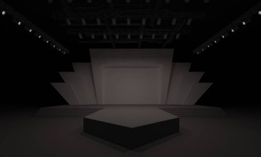 3D sahne olay tv ışık gece iç render illüstrasyon evreleme yol açtı.