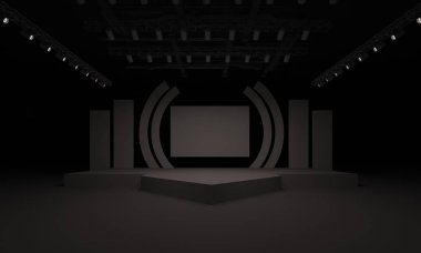 3D sahne olay tv ışık gece iç render illüstrasyon evreleme yol açtı.