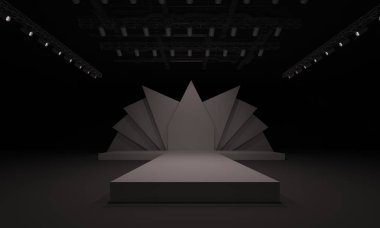 3D sahne olay tv ışık gece iç render illüstrasyon evreleme yol açtı.