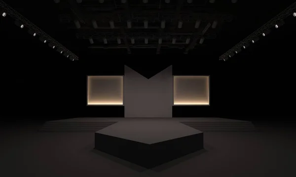 3D sahne olay tv ışık gece iç render illüstrasyon evreleme yol açtı.