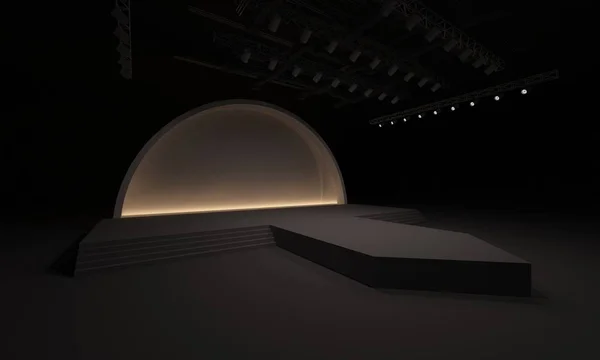3D sahne olay tv ışık gece iç render illüstrasyon evreleme yol açtı.