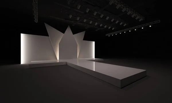 3D sahne olay tv ışık gece iç render illüstrasyon evreleme yol açtı.