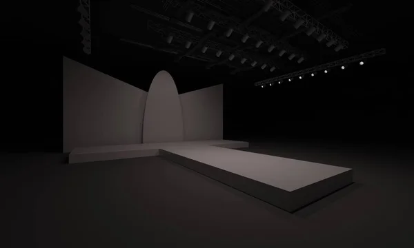 Evento Palco Levou Luz Noite Encenação Interior Renderizar Ilustração — Fotografia de Stock