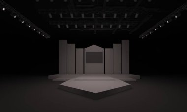 3D sahne olay tv ışık gece iç render illüstrasyon evreleme yol açtı.