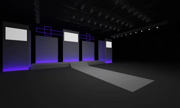 Evento Palco Levou Luz Noite Encenação Interior Renderizar Ilustração — Fotografia de Stock