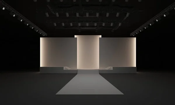 3D sahne olay tv ışık gece iç render illüstrasyon evreleme yol açtı.