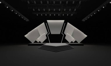 3D sahne olay tv ışık gece iç render illüstrasyon evreleme yol açtı.
