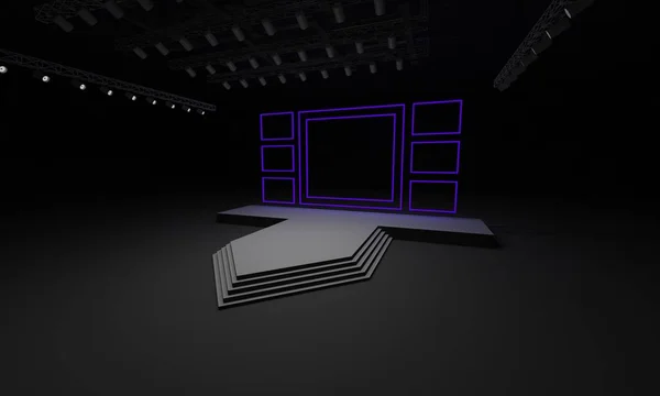 Evento Palco Levou Luz Noite Encenação Interior Renderizar Ilustração — Fotografia de Stock