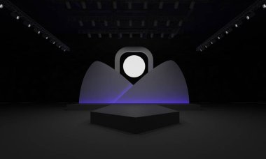 3D sahne olay tv ışık gece iç render illüstrasyon evreleme yol açtı.