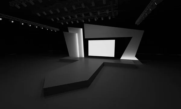 Evento Palco Levou Luz Noite Encenação Interior Renderizar Ilustração — Fotografia de Stock