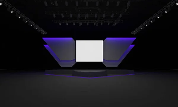 3D sahne olay tv ışık gece iç render illüstrasyon evreleme yol açtı.