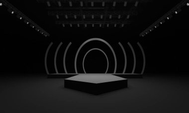 3D sahne olay tv ışık gece iç render illüstrasyon evreleme yol açtı.