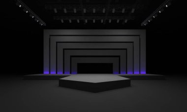 3D sahne olay tv ışık gece iç render illüstrasyon evreleme yol açtı.