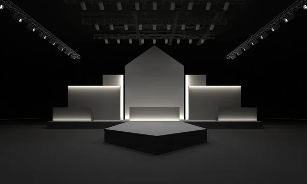 3D sahne olay tv ışık gece iç render illüstrasyon evreleme yol açtı.