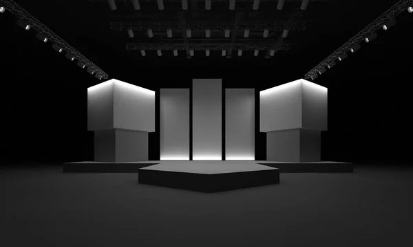 3D sahne olay tv ışık gece iç render illüstrasyon evreleme yol açtı.