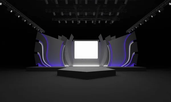 3D sahne olay tv ışık gece iç render illüstrasyon evreleme yol açtı.