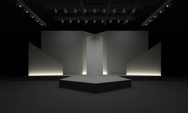 3D sahne olay tv ışık gece iç render illüstrasyon evreleme yol açtı.