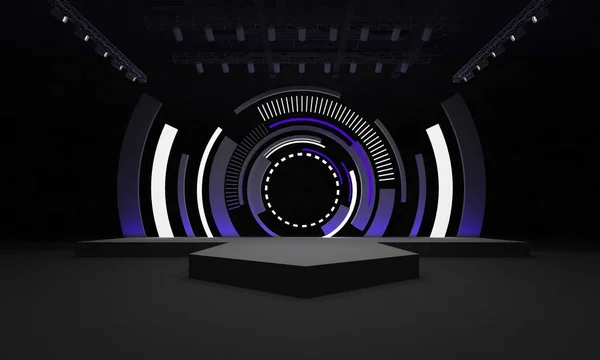 3D sahne olay tv ışık gece iç render illüstrasyon evreleme yol açtı.
