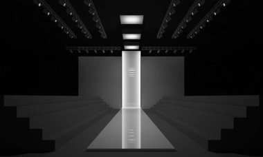 3D render moda Podyum Podyum pist model sahne boş iç tasarlamak