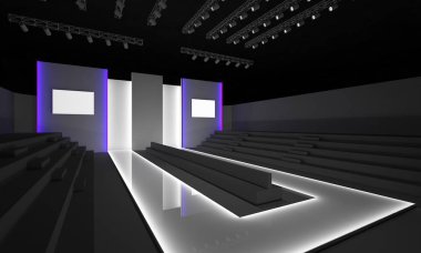 3D render moda Podyum Podyum pist model sahne boş iç tasarlamak
