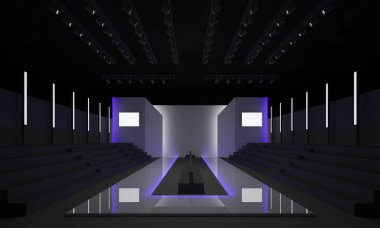 3D render moda Podyum Podyum pist model sahne boş iç tasarlamak