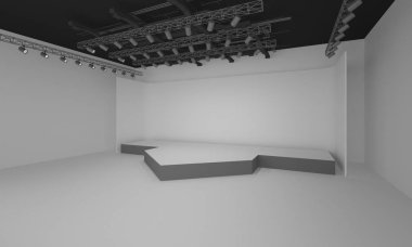 3D sahne olay tv hafif bir gün iç render illüstrasyon evreleme yol açtı.