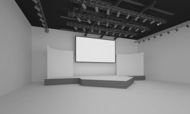 3D sahne olay tv hafif bir gün iç render illüstrasyon evreleme yol açtı.