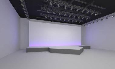 3D sahne olay tv hafif bir gün iç render illüstrasyon evreleme yol açtı.