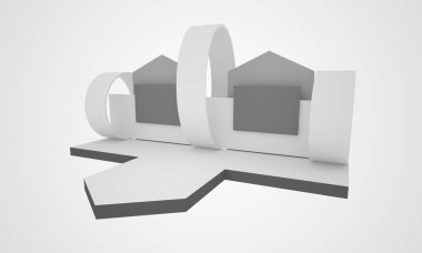 3D sahne olay tv hafif bir gün iç render illüstrasyon evreleme yol açtı.