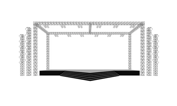 舞台事件 Led 电视光天暂存内部渲染插图 — 图库照片