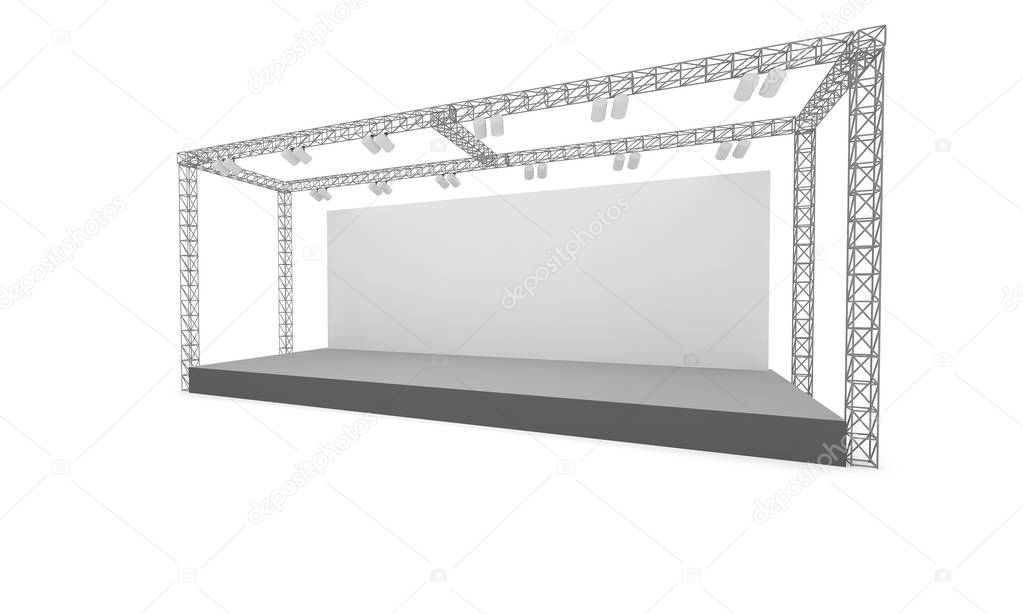 3D stage event led tv light day staging interior render illustration