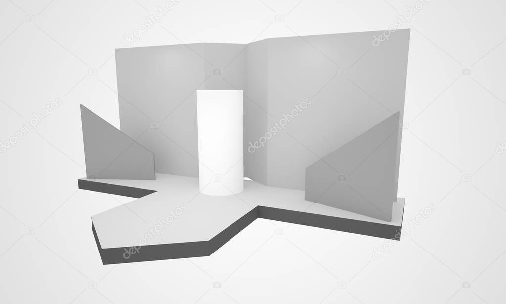3D stage event led tv light day staging interior render illustration