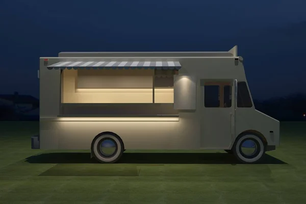 Food Truck Kiosk Café Projekt Renderowania Ilustracja — Zdjęcie stockowe