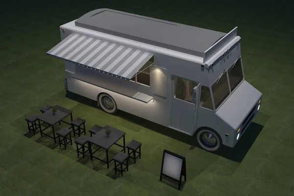 Food Truck Kiosk Café Ontwerp Rendering Illustratie — Stockfoto