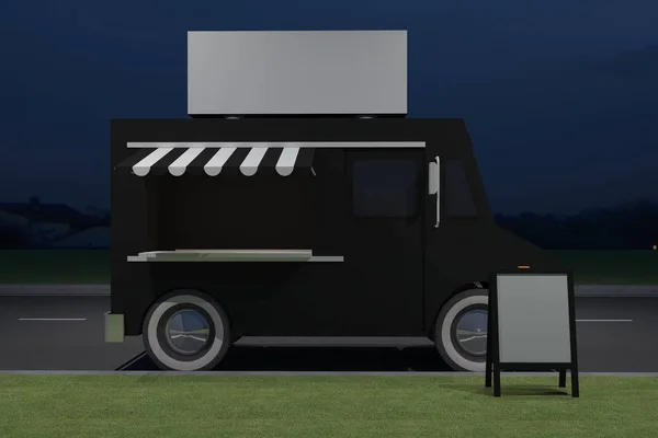 Diseño Café Kiosco Camión Comida Ilustración Renderizado — Foto de Stock