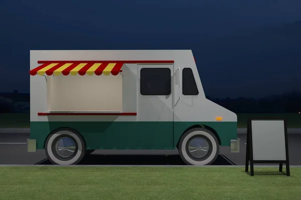 Food Truck Kiosk Café Projekt Renderowania Ilustracja — Zdjęcie stockowe