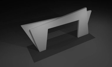 3D render, kapı giriş Booth Sergi tasarım konsepti iç illüstrasyon