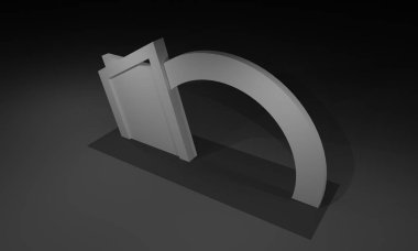3D render, kapı giriş Booth Sergi tasarım konsepti iç illüstrasyon