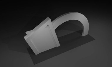 3D render, kapı giriş Booth Sergi tasarım konsepti iç illüstrasyon