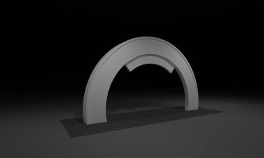 3D render, kapı giriş Booth Sergi tasarım konsepti iç illüstrasyon