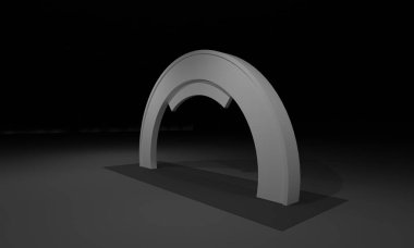 3D render, kapı giriş Booth Sergi tasarım konsepti iç illüstrasyon