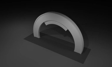 3D render, kapı giriş Booth Sergi tasarım konsepti iç illüstrasyon