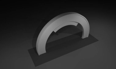 3D render, kapı giriş Booth Sergi tasarım konsepti iç illüstrasyon