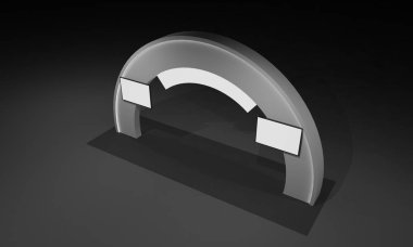 3D render, kapı giriş Booth Sergi tasarım konsepti iç illüstrasyon