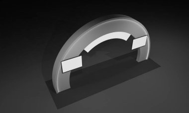 3D render, kapı giriş Booth Sergi tasarım konsepti iç illüstrasyon