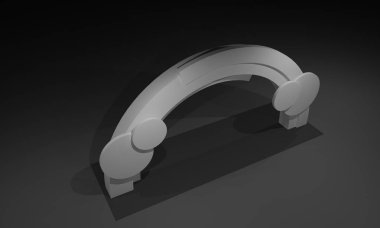 3D render, kapı giriş Booth Sergi tasarım konsepti iç illüstrasyon